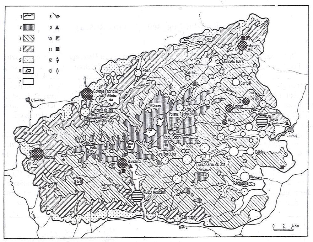 Ilyen a Vajdahunyadi-, Hátszegi-, Lippai- és Lugosi-piemont (Hunedoara Eisenmarkt, Haţeg Wallental, Lipova, Lugoj) (Gr. Răileanu, 1964). 17. ábra.