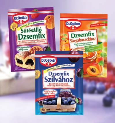 A Dr. Oetker Dzsemfix 3:1 a még inkább cukortakarékos változat (1250 g gyümölcshöz csupán 350 g cukor szükséges).