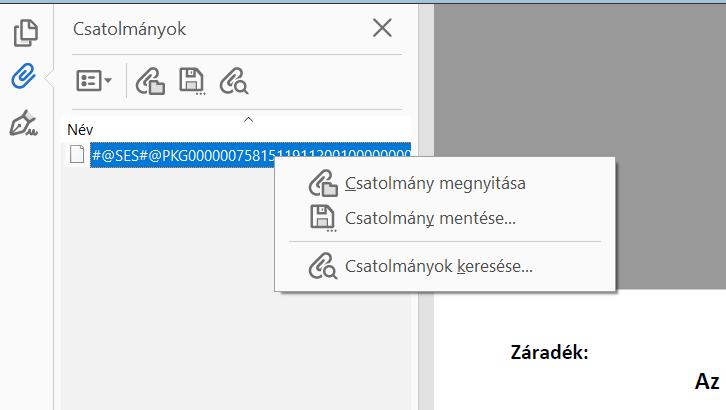 6 sz. melléklet: A csatolt metaadatok elérése, megjelenítése A Magyar Posta Zrt.