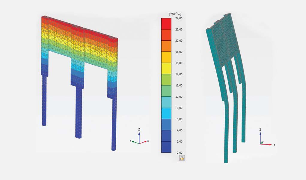 partfalvédelem, megtámasztás, geotechnikai modellek, geometria és szilárdsági jellemzők A tervezett szádfalelem esetében lehetőség van a szádcölöpelemek georáccsal történő hátrahorgonyzására is,
