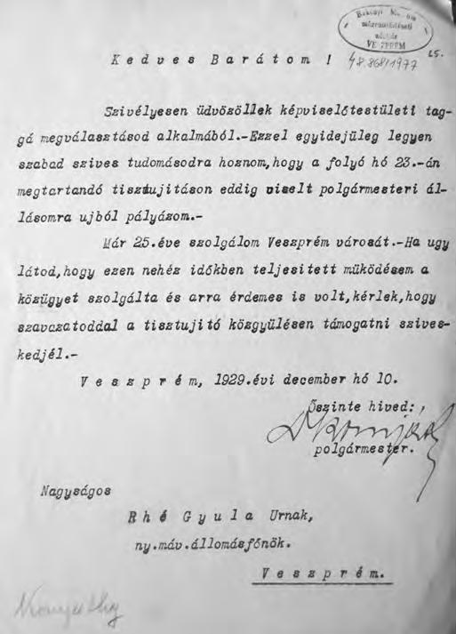 VESZPRÉMI SZEMLE 2014/2 Polgármester-választás felhangokkal Rendkívül izgalmassá vált az 1929.