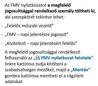 elvégzett munkáról FMV nyilatkozatot kell