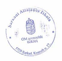 Magyarország hivatalos címerével OM azonosító: 028301 lent: 5720 Sarkad, Kossuth utca 17. 2.4.
