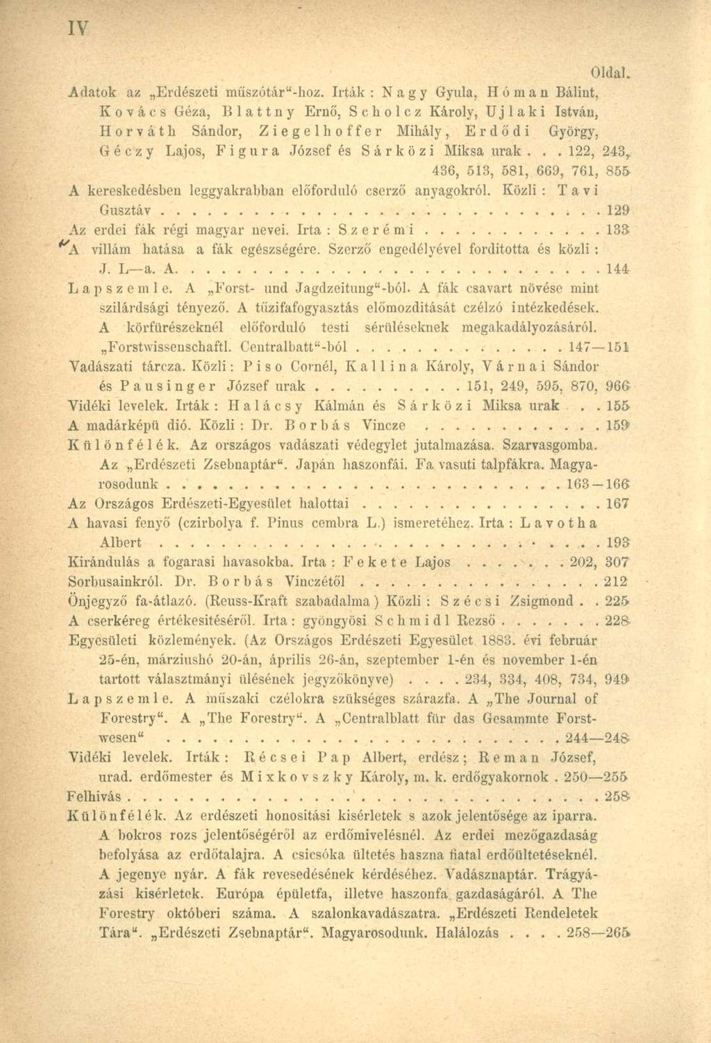 Adatok az Erdészeti műszótár"-iioz.