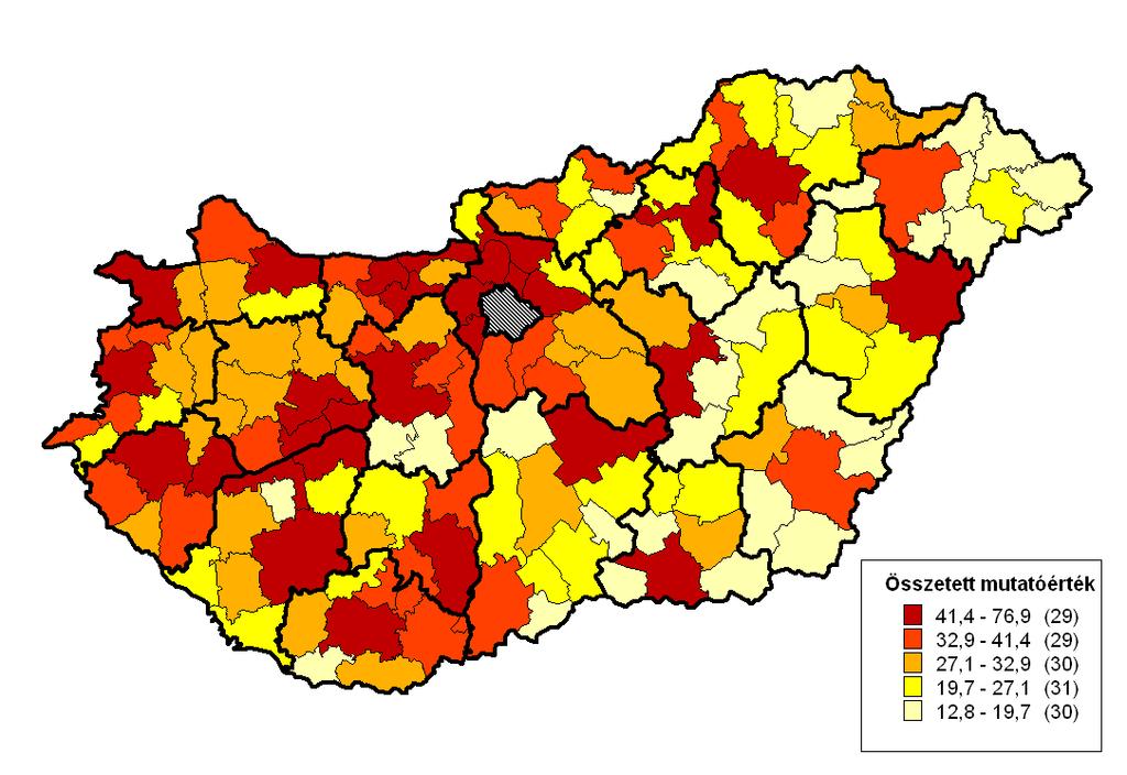 Az egyenlőtlen térszerkezet részletesebb megértéséhez alacsonyabb térségi szinten is elvégezhetők a becslések.