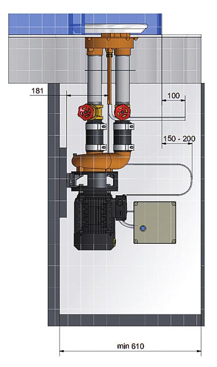 lenght of technical pit is 110 cm,. Min. width is 60 cm.