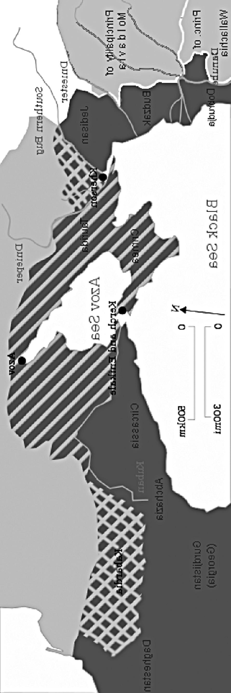 1. számú melléklet Novorosszija Az 1853 56-os krimi háború következménye: a kockázott terület Oroszországhoz került, a csíkozott Krími Kánság elszakadt Törökországtól Forrás: https://uk.wikipedia.