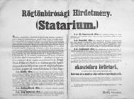 s a halálos itélet rajtuk annak kihirdetése után három óra mulva okvetlenül végrehajtatik Kelt: 1866. október 29. Méret: 73 x 54 cm. Egy nyomtatott lap, négyrét hajtva, megkímélt állapotban. 40.