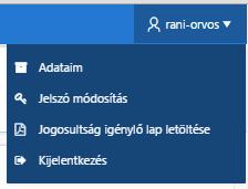 A sor végén látszik az aktuálisan bejelentkezett felhasználó felhasználói neve.