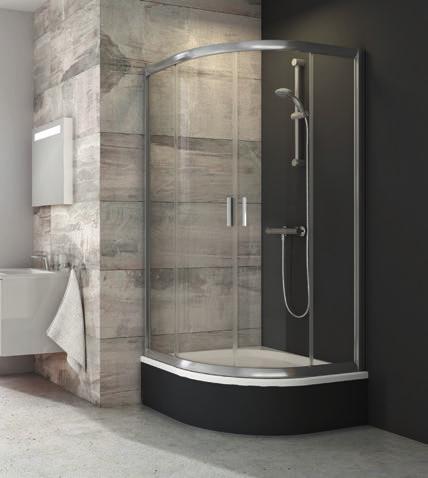 Negyedköríves zuhanykabinok LCP4 - négyrészes, elcsúsztatható negyedköríves zuhanykabin Tér- és költséghatékony megoldás.