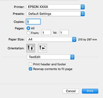 Nyomtatás A nyomtatás alapjai Mac OS X A fejezetben lévő magyarázatok példaként ezt használják: TextEdit. A műveletek és képernyők az adott alkalmazástól függően eltérőek lehetnek.