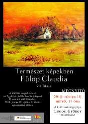 4-ig keddtől szombatig 10-18 óráig 2018. június 18-július 8. Természet képekben- Fülöp Claudia kiállítása A kiállítás megtekinthető: 2018.
