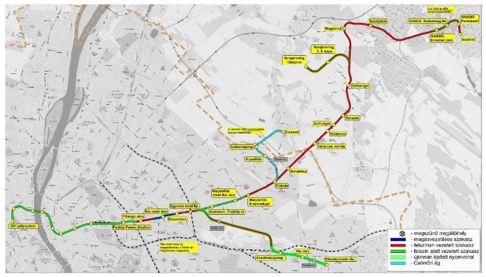 M2-es metróvonal és a gödöllői HÉV összekötése, valamint a rákoskeresztúri szárnyvonal kialakítása Az Örs vezér terén a