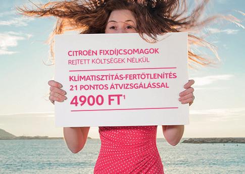 Gyári klímatisztítósprayvel végzett beavatkozás. Az ajánlat személyautóra vehető igénybe, kizárólag az akcióban részt vevő, magyarországi Citroën-márkaszervizekben (ezek listája megtalálható a www.