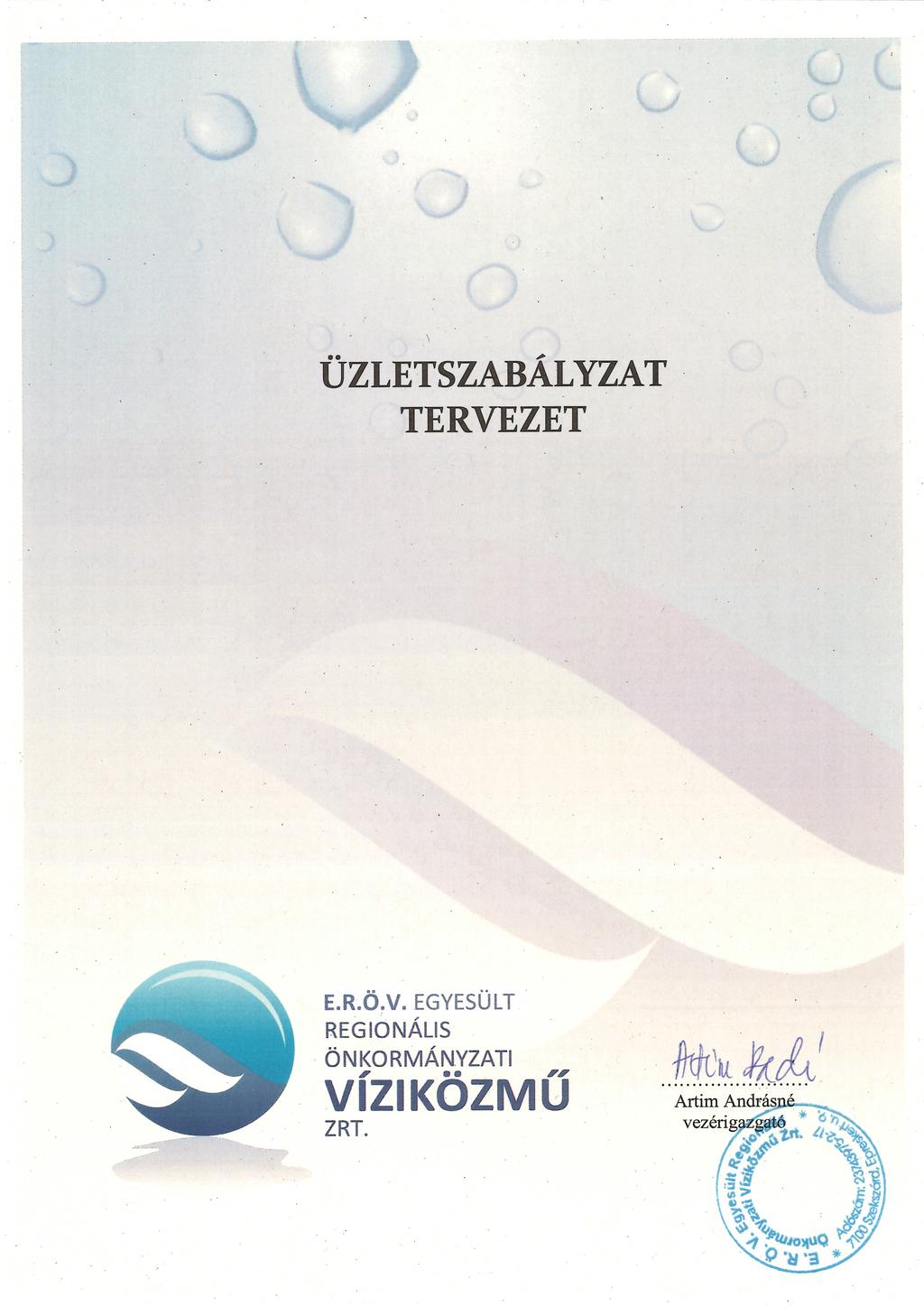 Üzletszabályzat tervezet E.R.Ö.V. Víziközmű Zrt. - PDF Free Download