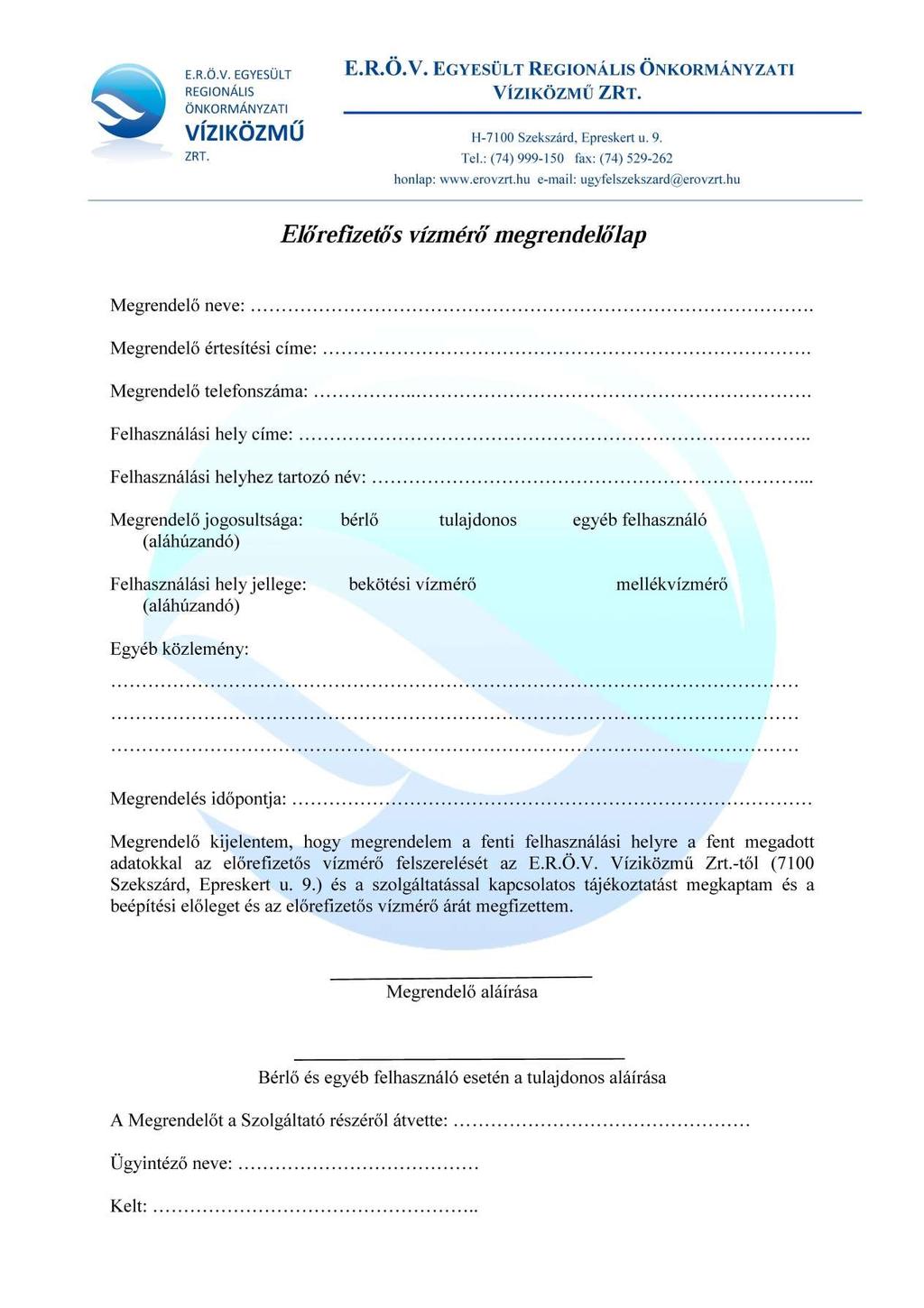 Üzletszabályzat tervezet E.R.Ö.V. Víziközmű Zrt. - PDF Free Download