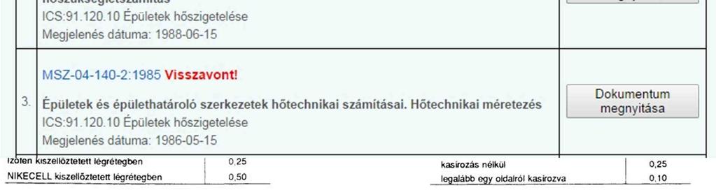 Táblázatos tervezési értékek, eljárások a minősítési és a tervezési hőtechnikai