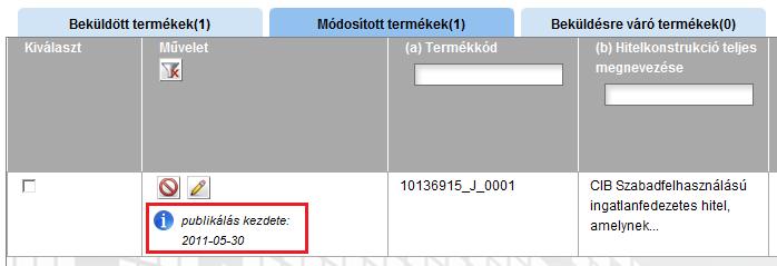 A terméket módosítva a termék szerkesztő felületén lehetőségünk van a korábban megadott publikációs dátumot