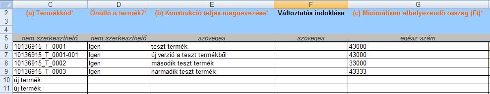 Termékek exportálása, feltöltése excel formátumban Termékek exportálása Az egy fülön megjelenő termékeket lehetőségünk van exportálni excel fájlként, az Exportálás excelbe gombra kattintva.