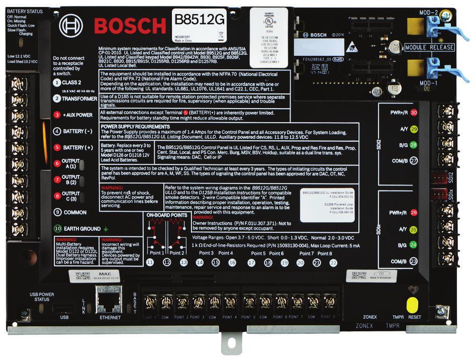 Behatolásjelző riasztórendszerek B8512G központok B8512G központok www.boschsecurity.