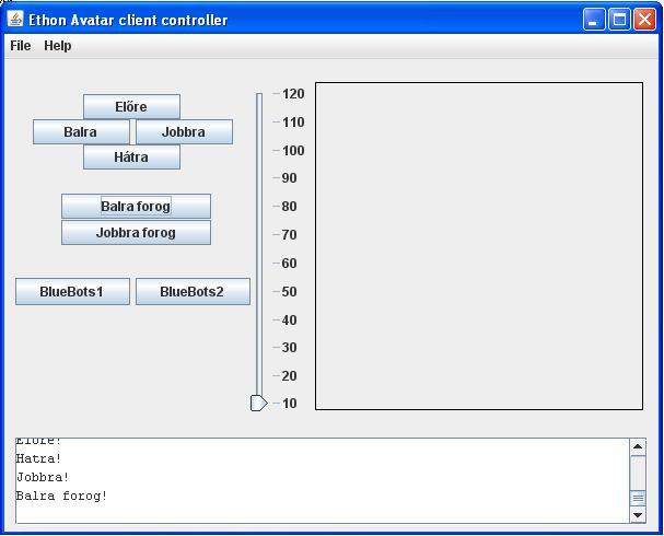 21. ábra A rawcontroller komponens felhasználói felülete A felhasználói felület felépítése kisebb-nagyobb eltérésekkel megegyezik az OpenRTM-től függetlenül működtethető Avatar hálózati verziójának