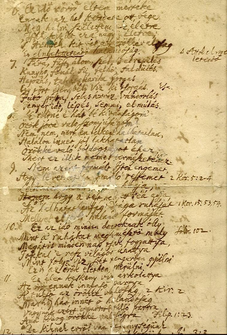Szőnyi Benjámin restaurált kézirata a XVIII. századból. Szeremlei Sámuel ajándéka. 31 A kézirat 7-8.