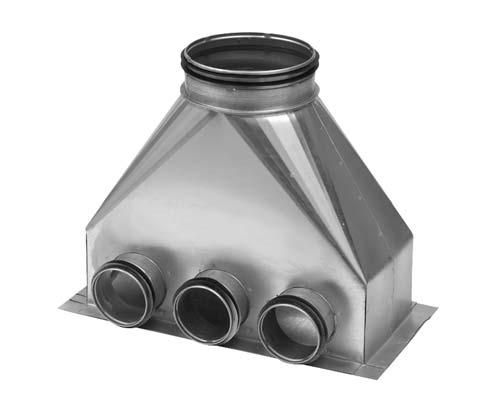 Elosztó doboz MCWU Ød l Ød B C l z osztódobozzal csatlakoztatni lehet a függőleges gyűjtő légcsatornát a betonba elhelyezett vízszintes csövekhez. lkalazható befújt és elszívott levegőhöz egyaránt.