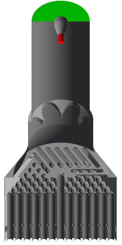 hosszúsága 454 mm, amiből 100 millimétert tesz ki a pálcaköteg. A pálcák külső átmérőe 9,1 mm, rácsosztásuk pedig 12,3 mm.