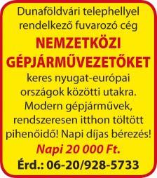 Világszínvonalú feltételek, 100% munkábajárás-térítés, szabad hétvégék, 8 órás munkaidő, nettó 150-175 ezer forint fizetés.