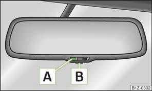A tükör fénytompító helyzetben Húzza hátra a tükör alsó élén lévő kart. Külső tükör Automatikus fénytompítású belső tükör 39. ábra Az ajtó belső része: forgatógomb 38.