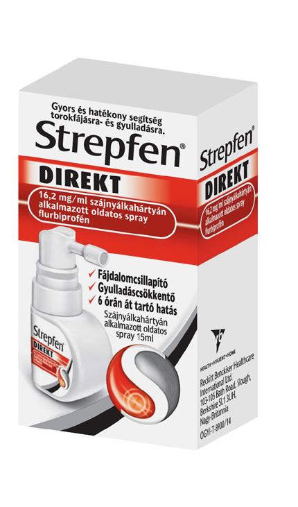 DIKT 16,2 mg/ml szájnyálkahártyán alkalmazott oldatos spray 15 ml (hatóanyag: fluriprofén) Torokgyulladás, torokfájás esetén erős fájdalomcsillapító és