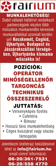 szállítanak Várjuk jelentkezését: info@zorge.
