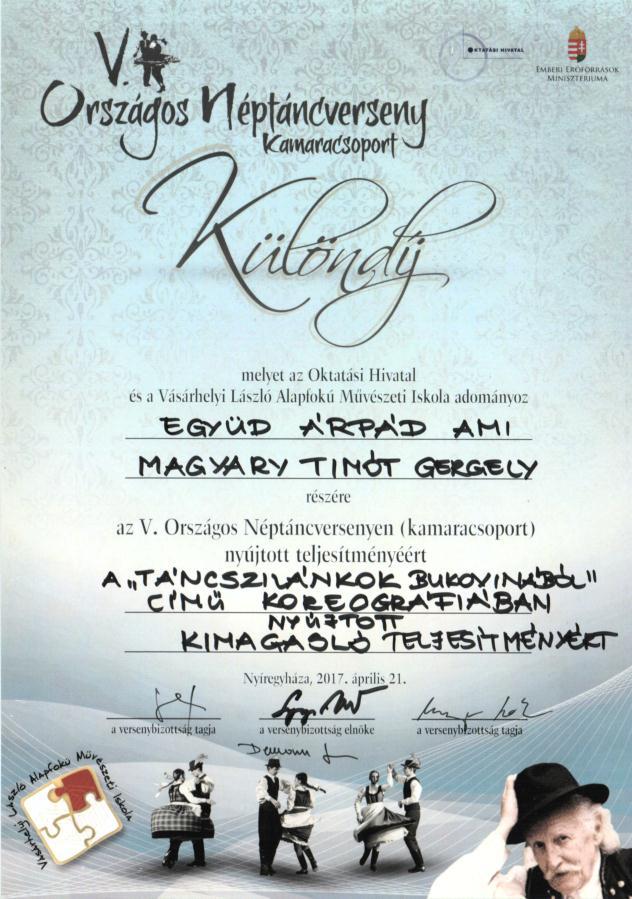 "Somforgó" kamaracsoportja III. helyezést ért el.
