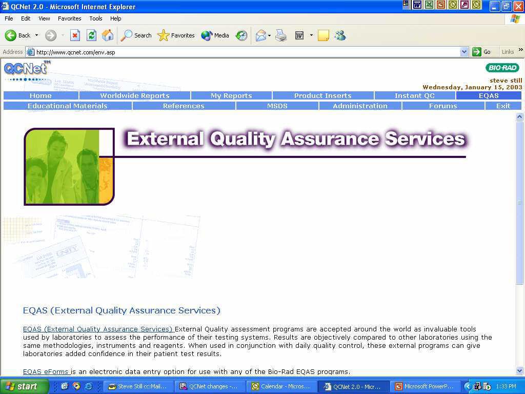 QCNet - EQAS On-line EQAS riportok: saját kiértékelt adatok eforms: on-line