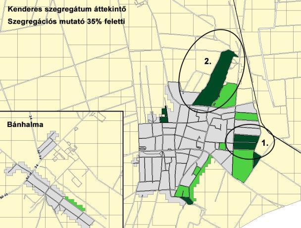49 5 Antiszegregációs program 5.1 A település szegregátumainak és szegregáció által veszélyeztetett területeinek bemutatása A KSH két területet határolt le: 1.sz. szegregátum: Dobó út - Damjanich út - József A.