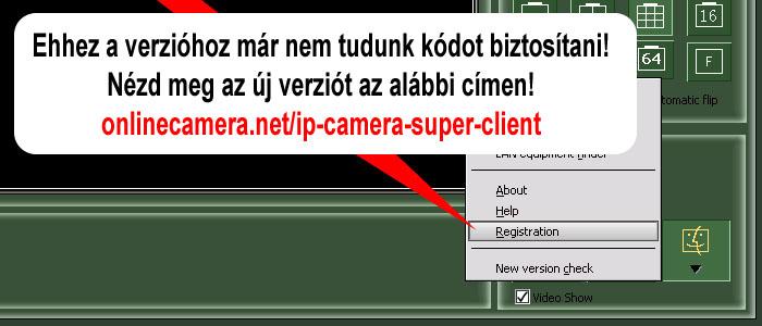 ... majd az előugró kis abakba írjuk be a forgalmazótól kapott felhasználói nevet és regisztrációs kódot!