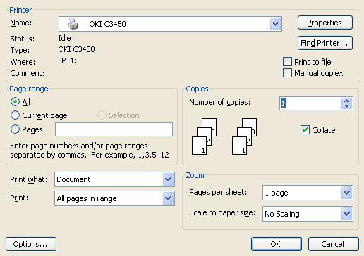 Nyomtatási beállítások Windows alkalmazásokban Ha a dokumentumot Windows programból kívánja kinyomtatni, megjelenik a Nyomtatás párbeszédpanel.