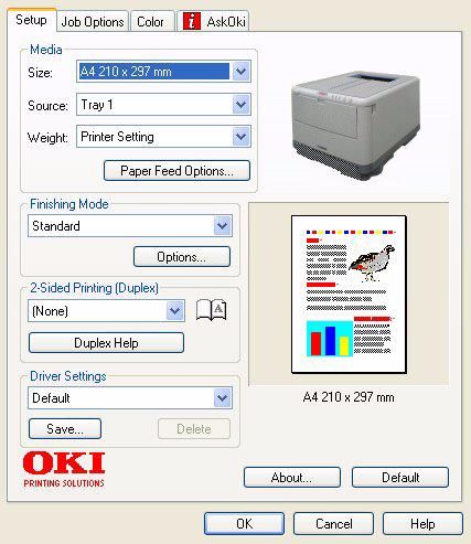 Setup [Beállítások] lap Ha az alkalmazás Print [Nyomtatás] párbeszédpanelén a Properties [Tulajdonságok] gombra kattint, megnyílik az illesztőprogram ablaka, amelyben az adott dokumentum nyomtatási