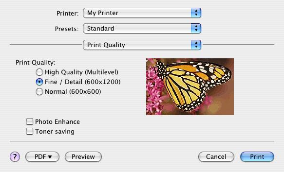 Print Quality (Nyomtatási minőség) Print Quality (Nyomtatási minőség) Ez a beállítás a nyomtatás felbontását határozza meg.