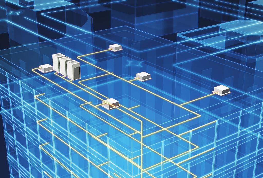ÚJ / VRF RENDSZEREK / ECOi INTELLIGENS SZABÁLYZÁSÚ OLAJVISSZANYERÉS Intelligens, 3 fokozatú olajszabályzó rendszer Egy terjedelmes csővezetékkel ellátott VRF-rendszerben, ahol egyidejűleg sok beltéri