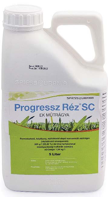 10 A Progressz Réz folyékony réz-hidroxid szuszpenzió: - Réz-hidroxid hatóanyagának visszafogottabb oldhatósága révén kiegyensúlyozott rézellátást biztosít a növény számára - Formulációja modern,