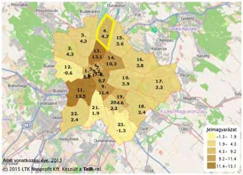 hogy a kerület népszerűbb az ideiglenesen, oktatással vagy munkával összefüggő odavándorlók körében. 5000 4500 4000 3500 3000 2500 2000 1500 1000 500 0 2007. 2008. 2009. 2010. 2011. 2012. 2013.