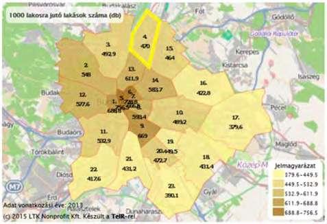 Lakásállomány A 2001 es népszámláláskor Újpest lakásállománya 43 191 db volt. 2001 és 2011 között a VI. kerület lakásállománya lassú ütemben gyarapodott, a fővárosi átlagnál lassabb mértékben.