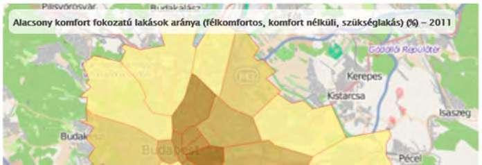 Az növekvő tendencia a lakások más célú hasznosítása illetve bérleteztetése iránti egyre nagyobb keresletet mutatja. 43. ábra 1000 lakosra jutó lakások száma (db) Forrás: TEIR 44.