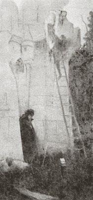 Oros apát megvédi Pannonhalmát a tatároktól (A tatárok elpusztítják Pannonhalmát, Pannonhalma védelme a tatárok ellen), 1898 freskó Millenniumi (ezredéves) emlékmű, Pannonhalma Dénes 79. sz.