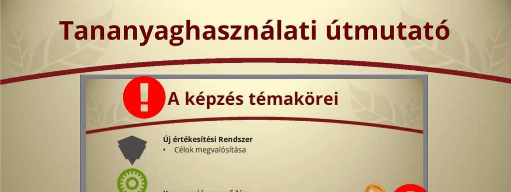 Tananyagok használata Az interaktív tananyagok első képernyője minden tananyagban egy tananyag használati útmutató, mely bemutatja egy mintaoldal fő elemeit.