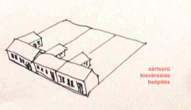 A fésűs beépítésű telkeken a keskeny és hosszú telkek oldalhatárán épülő, jó arányú tömegekre bomló,