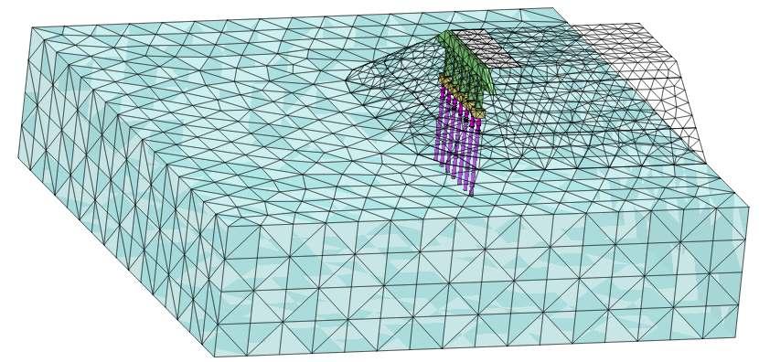 MIDAS GTS 3D modell hídfı vizsgálatára monoton terhelési