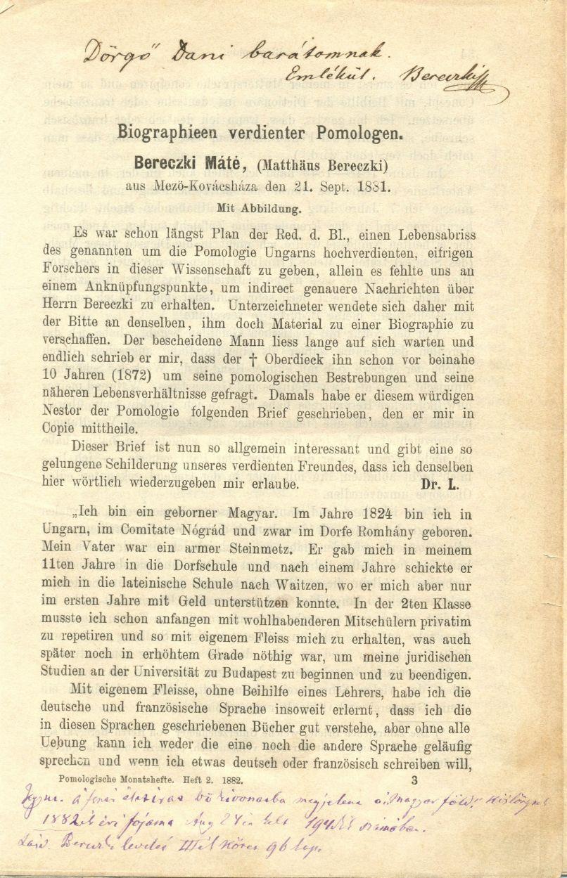A Pomologische Monatshefte német lapban a