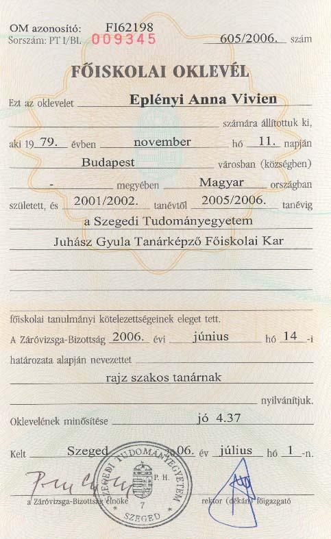 DOKUMENTUMOK MÁSOLATAI 4Eplényi